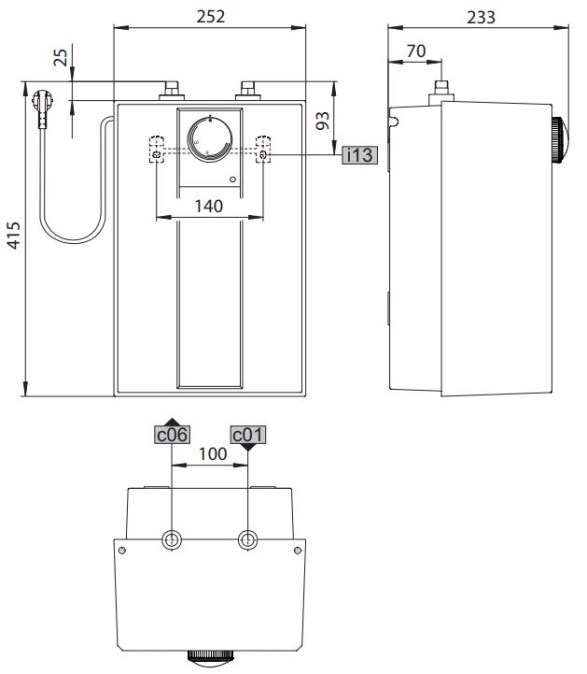 STIEBEL ELTRON ESH 5 U-N TREND zásobníkový ohrievač 5 l, beztlakový, závesný, pod odberné miesto, plast