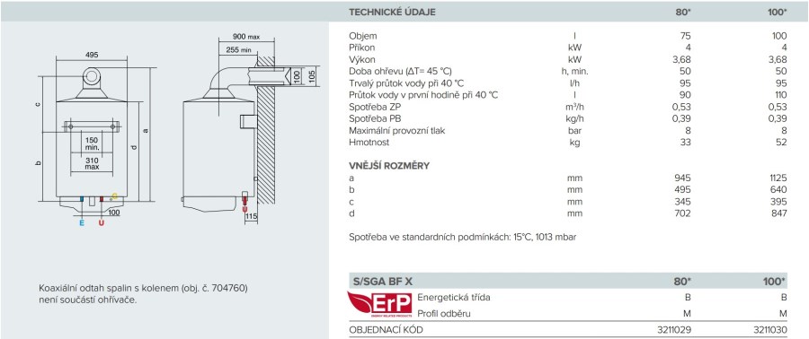 ARISTON S/SGA BF X 100 zásobníkový ohrievač 95 l, plynový, závesný