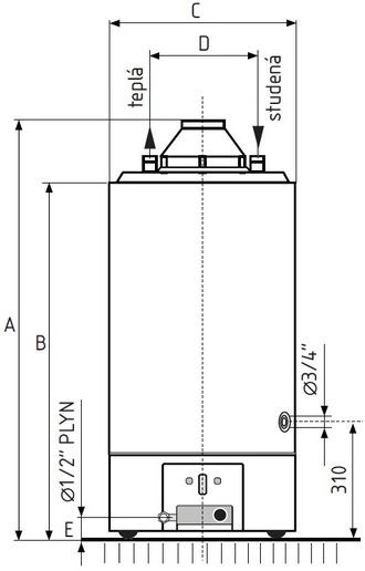 QUANTUM Q7EU-50-NBRS/E zásobníkový ohrievač 193 l, plynový, stacionárny
