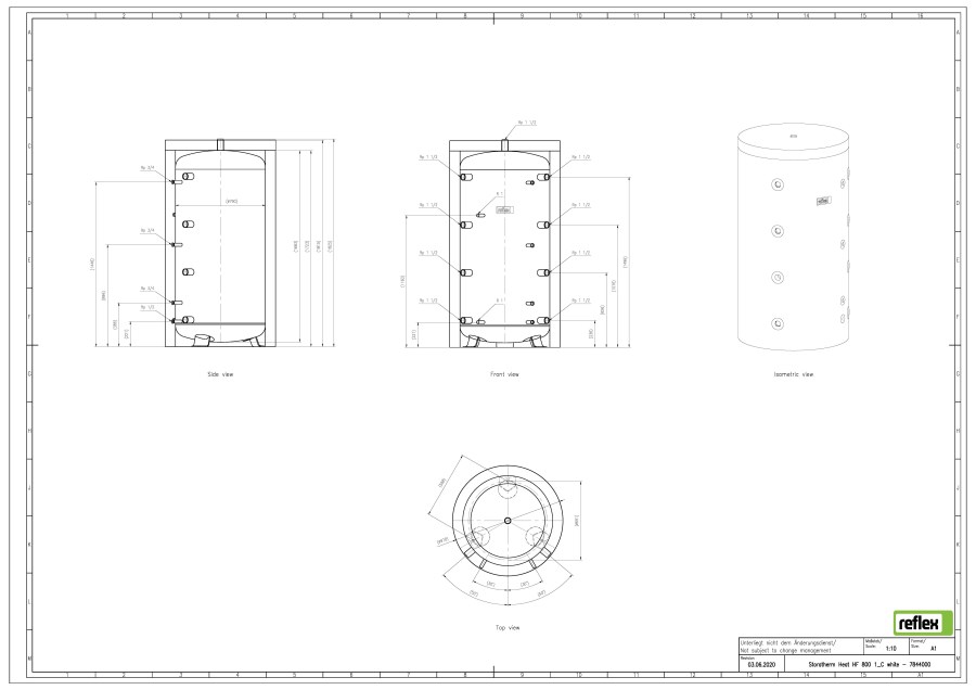 REFLEX STORATHERM HEAT HF 800/1C akumulačná nádoba 800 l, 1 výmenník, biela