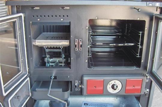 NORDICA TERMOROSA D.S.A. sporák na tuhé palivo 15,5kW, s výmenníkom, rúra vpravo, liberty bordó