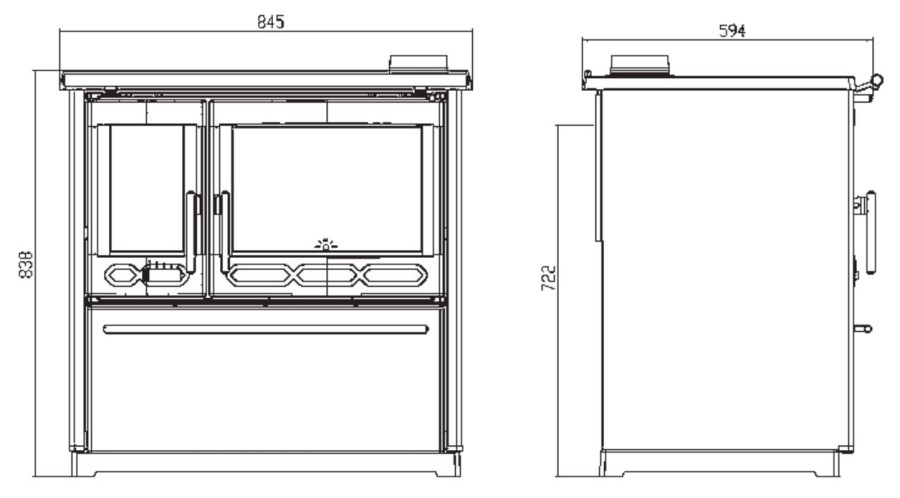 PLAMEN 850 GLAS sporák na tuhé palivá 8kW, s rúrou vlevo, béžová