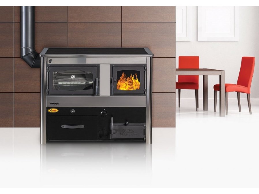 ABC PROIZVOD CONCEPT 2 MAX THERMO HYDRO L sporák na tuhé palivá 18,7 kW, s výmenníkom a rúrou, ľavý, čierna/nerez