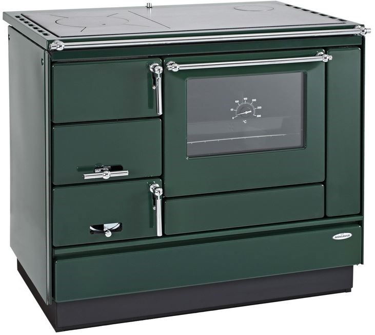 KVS MORAVIA VSP 9100 sporák na tuhé palivá 8,4 kW, s rúrou vlevo, zelená/chróm