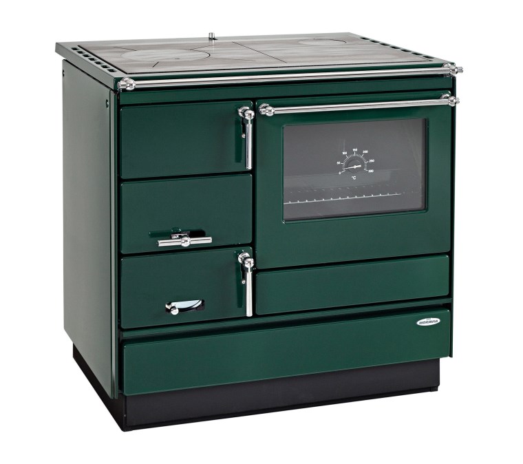 KVS MORAVIA VSP 9103 sporák na pevné palivá 8,4kW, s rúrou vpravo, zelená/chróm