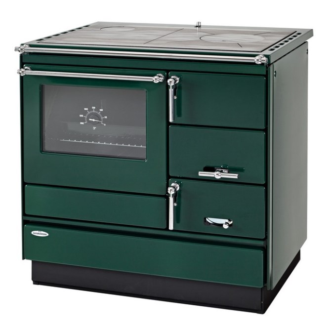 KVS MORAVIA VSP 9103 sporák na pevné palivá 8,4kW, s rúrou vlevo, zelená/chróm