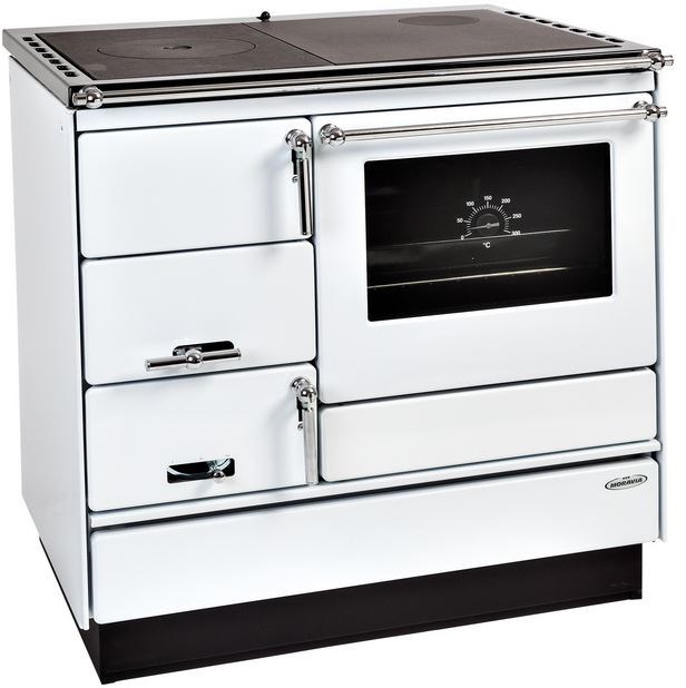 KVS MORAVIA VSP 9103 sporák na pevné palivá 8,4kW, s rúrou vpravo, biela/chróm