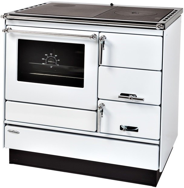 KVS MORAVIA VSP 9103 sporák na tuhé palivo 8,4kW, s rúrou vlevo, biela/chróm