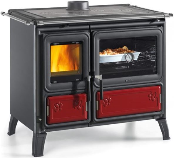 NORDICA MILLY sporák na tuhé palivo 8,7kW, s rúrou vpravo, bordó/čierna