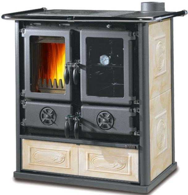 NORDICA ROSETTA BII sporák na tuhé palivá 7,2kW, s rúrou, pravý, pergamena