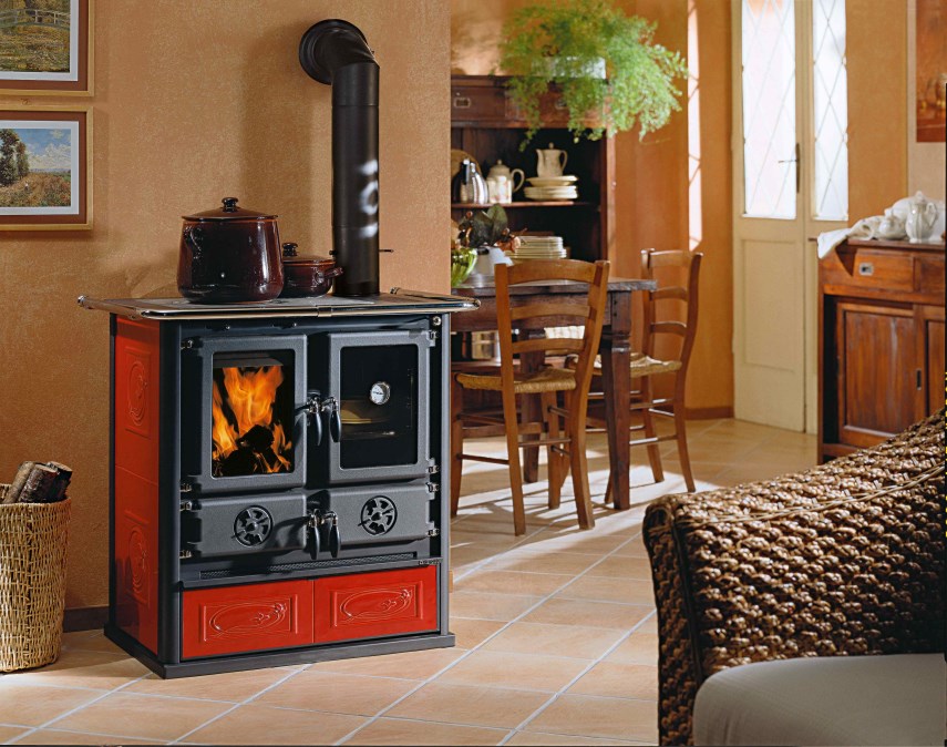 NORDICA ROSETTA BII sporák na tuhé palivá 7,2kW, s rúrou, pravý, pergamena