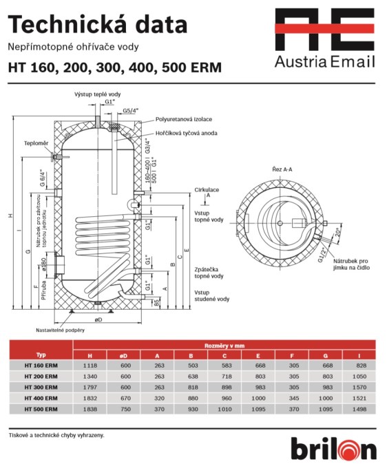 AUSTRIA EMAIL HT 400 ERM nepriamo vykurovací zásobník 400 l, 1 výmenník, stacionárny