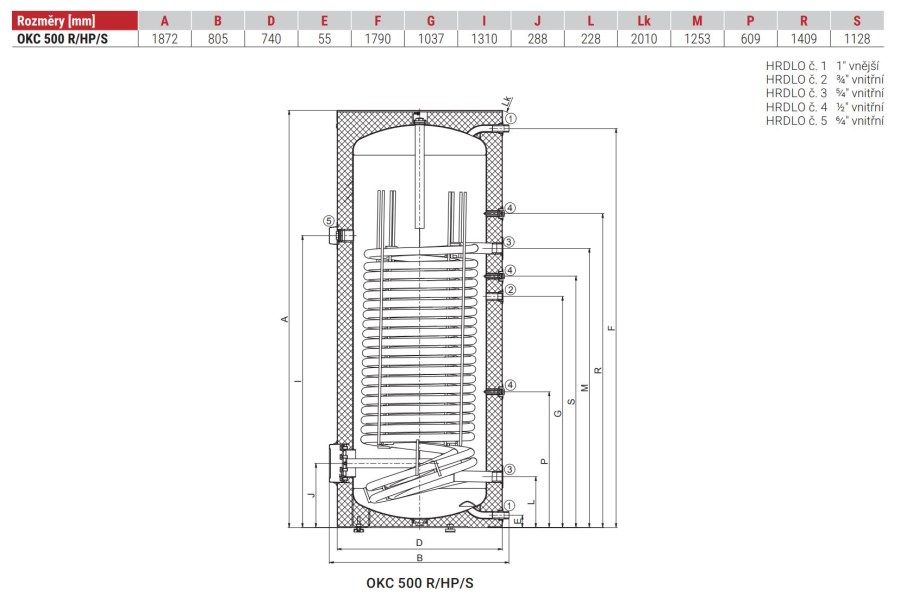 DRAŽICE OKC 500 R/HP/S nepriamo vykurovací zásobník 469 l, 1 výmenník, stacionárny, pre TČ