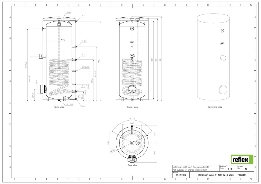 REFLEX STORATHERM AQUA AF 500/1 MB nepriamo vykurovací zásobník 489 l, 1 výmenník, stacionárne