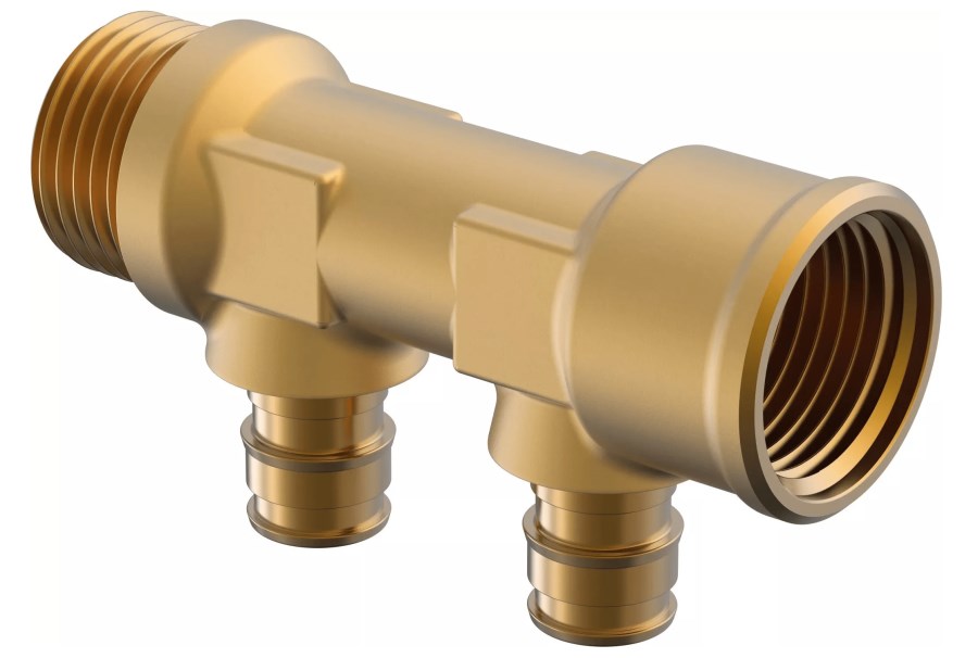 UPONOR PE-XA Q&E PL rozdeľovač 3/4"x16mm, 2 okruhy, vonkajší/vnútorný závit, mosadz