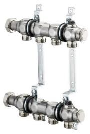 OVENTROP MULTIDIS SH rozdelovač 3/4", pre pripojenie radiátora, pre 6 okruhov, nerez oceľ