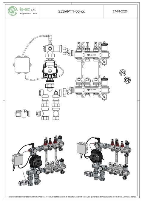 CONCEPT rozdeľovač s miešaním a elektronickým čerpadlom, 2 okruhy (komplet)