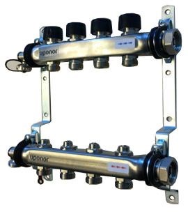 UPONOR SMART S 8HK rozdeľovač, 1“, 8-cestný, s regulačným šróbením, nerez oceľ