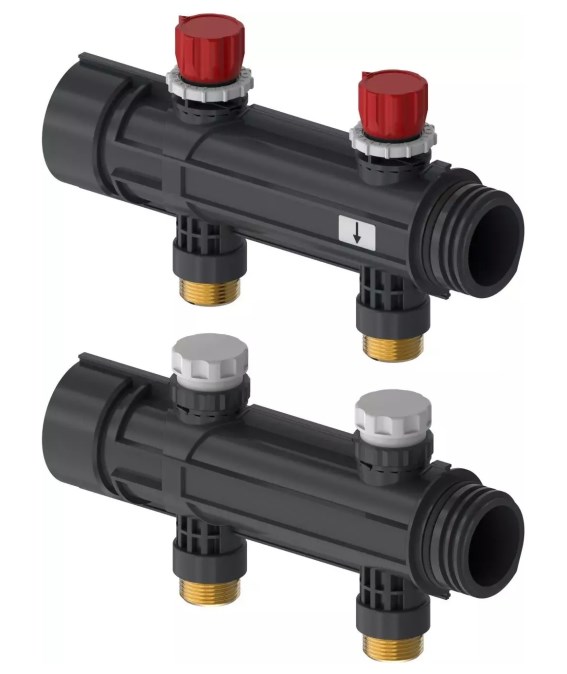 UPONOR MAGNA rozdeľovač 3/4"E, 2 okruhy, priemyselný, polyamid (sada)