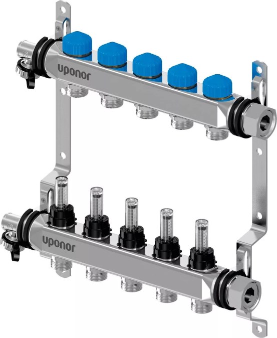 UPONOR VARIO S DFC 8HK rozdeľovač, 1", 8 okruhov, s prietokomerom, 510mm, nerez oceľ