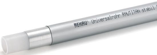 REHAU RAUTITAN STABIL rúrka viacvrstvá 16,2x2,6mm, univerzálna, 5m, násuvná, voda, v tyčiach, PE-Xa/Al/PE, strieborná (cena za 1 m)