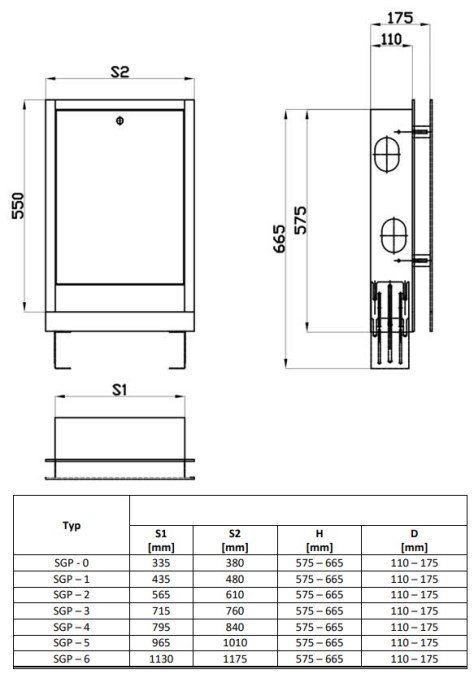 CONCEPT SGP-1 skriňa pre rozdeľovač 435mm, podomietková, biela