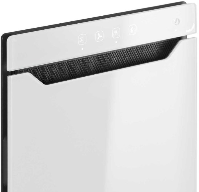 ZEHNDER ZENIA vykurovací modul 1000x450mm, sa sálavými sklenenými dvierkami, závesy vľavo, biela