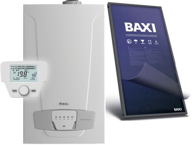 BAXI LUNA PLATINUM+ 1.24 300DCS solárna zostava, s doskovým kolektorom SOL 250-V (komplet)