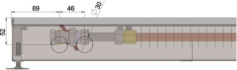 MINIB COIL P80 konvektor 2000mm podlahový, bez ventilátora, bez mriežky, nerez vaňa