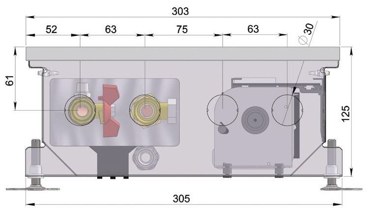 MINIB COIL KT konvektor 3000mm podlahový, s ventilátorom, bez mriežky, nerez vaňa
