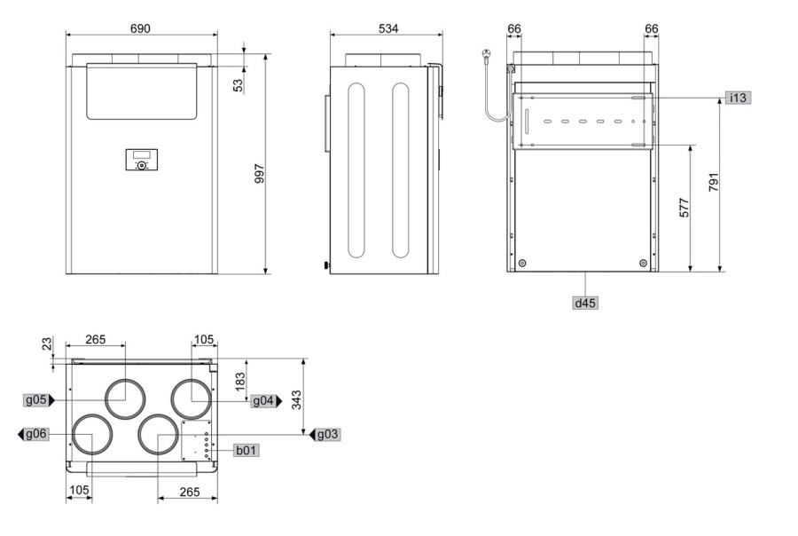 STIEBEL ELTRON VRC-W 400 vetracia jednotka s rekuperáciou 400 m3/h, nástenná, krížový protiprúdový výmenník, predohrev, automatický by-pass