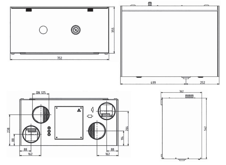 CONCEPT 250 L BY ZEHNDER vetracia jednotka s rekuperáciou 240 m3/h, nástenná/stacionárna, krížový protiprúdový výmenník, ľavá