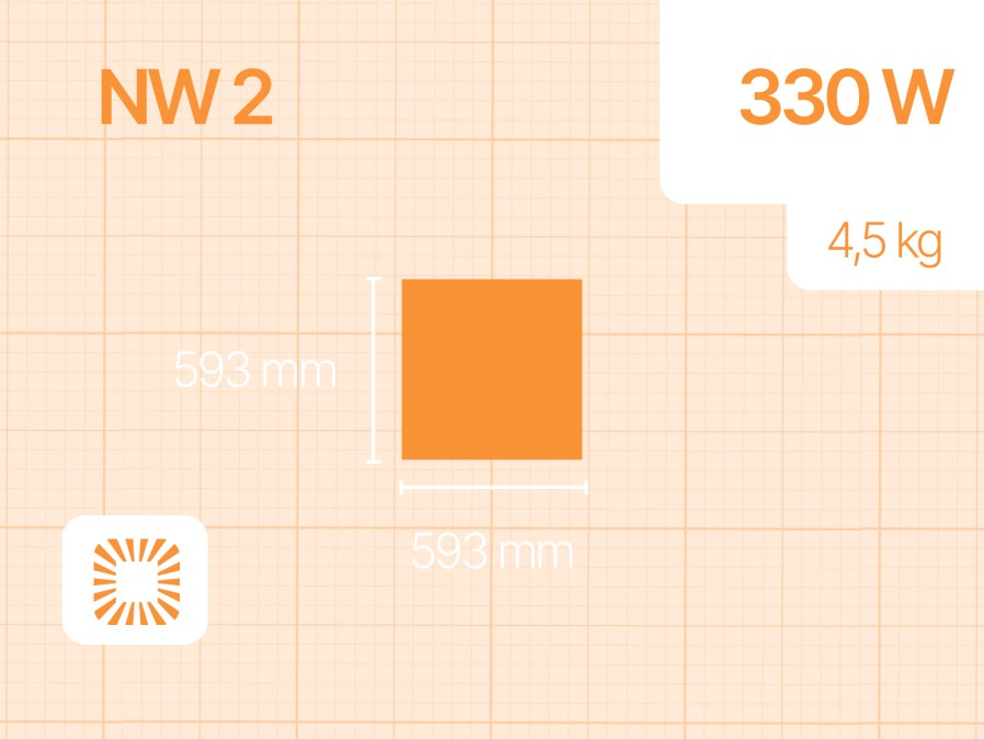 NAMIWELL NW2-530 ED sálavý panel 593 x 593 x 28 mm, 530 W, biela