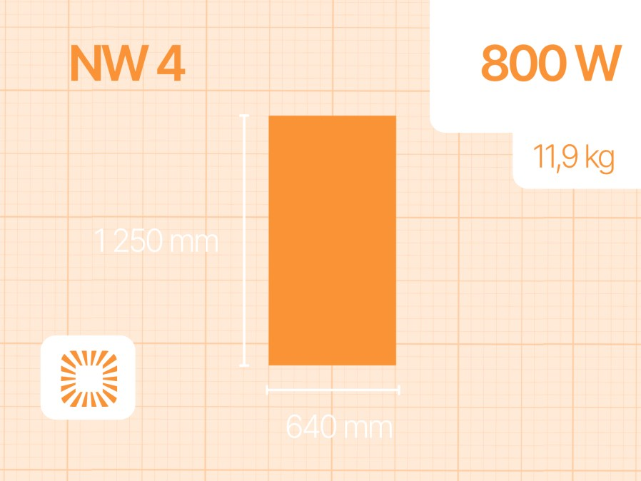 NAMIWELL NW4-800 E sálavý panel 1250 x 640 x 28 mm, 800 W, biela