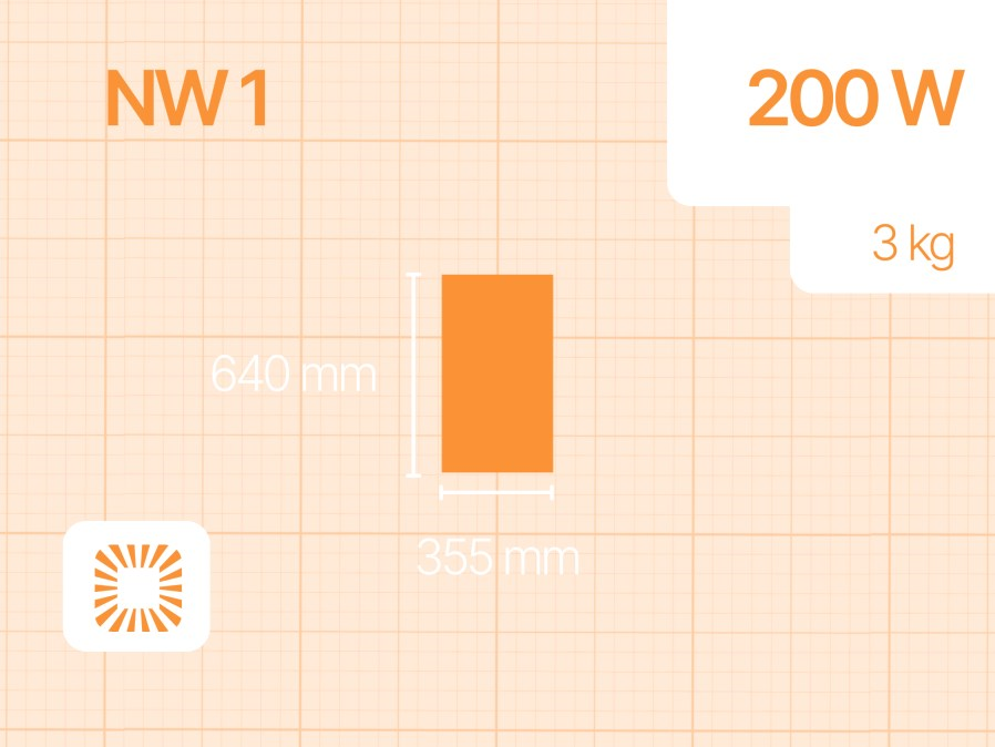 NAMIWELL NW1D-335 sálavý panel 355 x 640 x 28 mm, 335 W, čierna