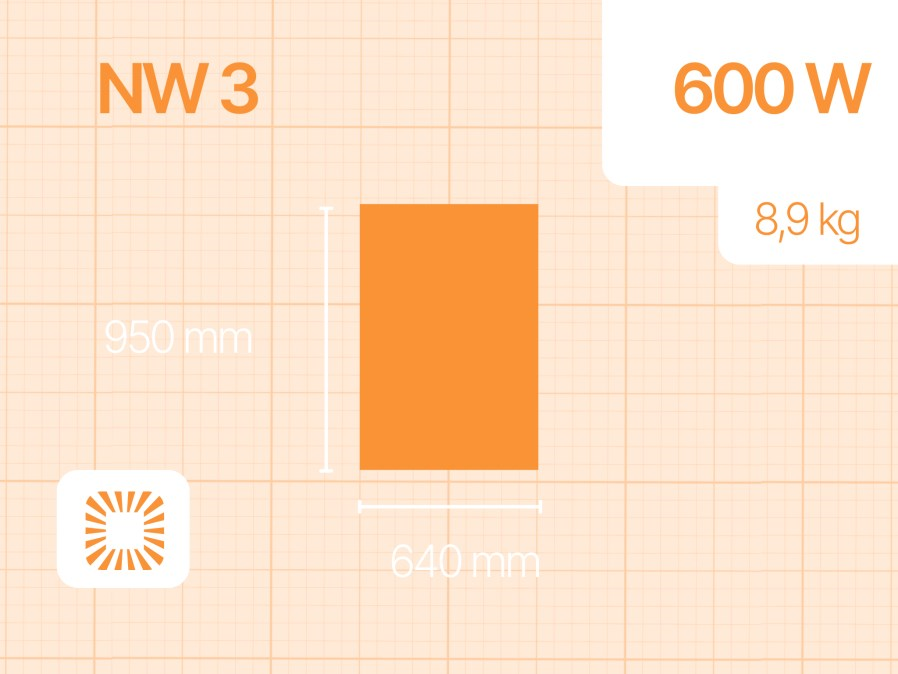 NAMIWELL NW3-600 sálavý panel 950 x 640 x 28 mm, 600 W, čierna