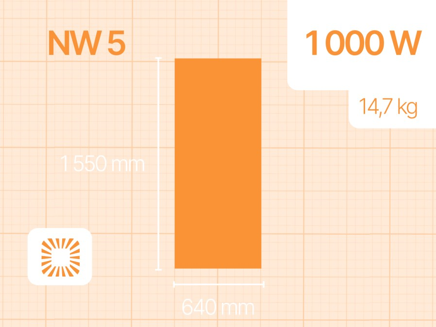 NAMIWELL NW5-1000 E sálavý panel 1550 x 640 x 28 mm, 1000 W, čierna