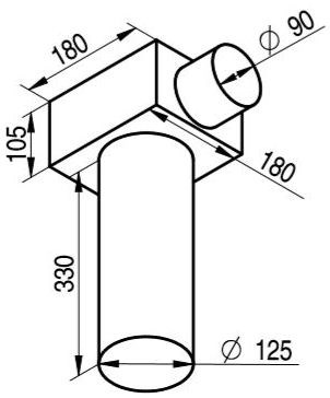Distribučný box, stropný/stenový, pr. 125 mm, 1x vývod DN90, pozinkovaná oceľ