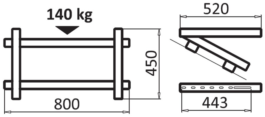 BAXI MT650 konzoly na šikmú strechu 800x450mm, kotvenie na škridly, šedobiela RAL 9002