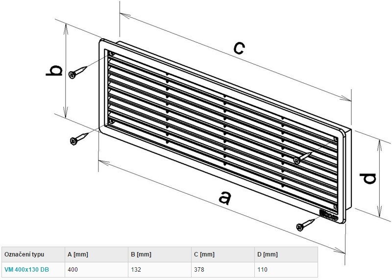 HACO VMD 400x130mm vetracia mriežka dverná, biela (pár)