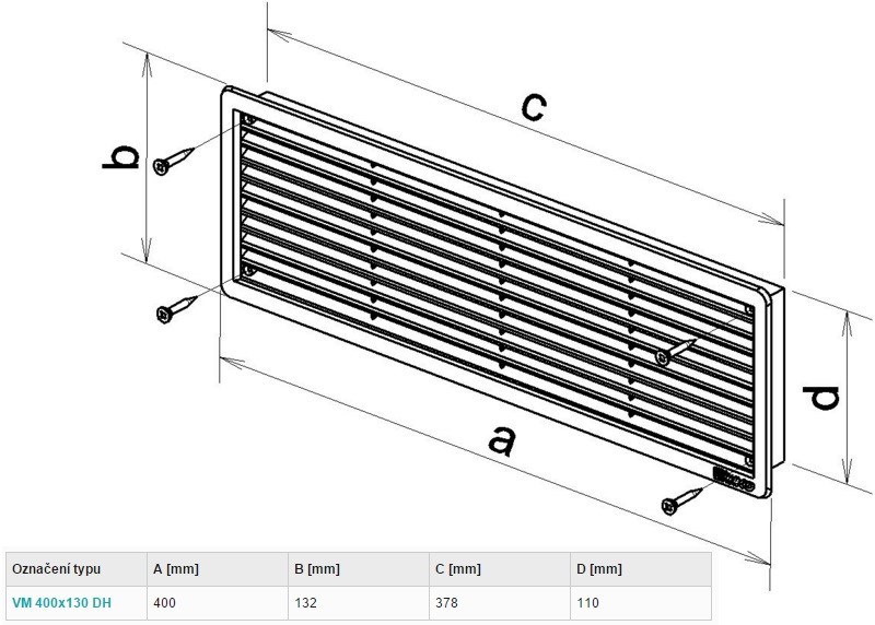 HACO VMD 400x130mm vetracia mriežka dverná, hnedá (pár)