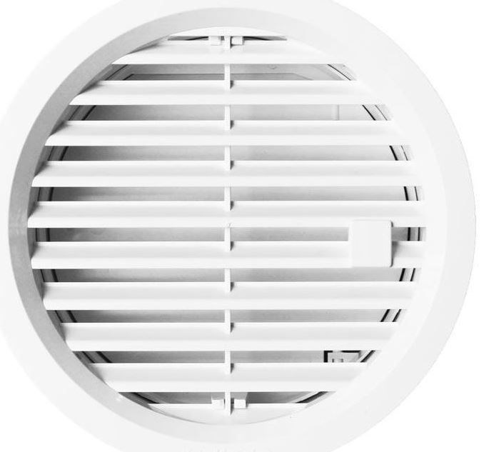 HACO VM 125 UB vetracia mriežka kruhová, uzatvárateľná, priemer 144mm, biela