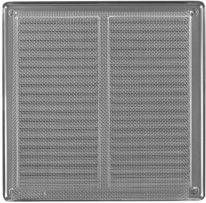HACO NVM 200x200 vetracia mriežka s rámčekom a sieťovinou, brúsená nerez