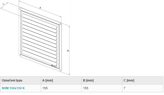 HACO NVM 150x150 K vetracia mriežka, krytka, nerez