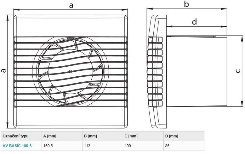 HACO AV BASIC 100 S axiálny ventilátor 100 mm, nástenný