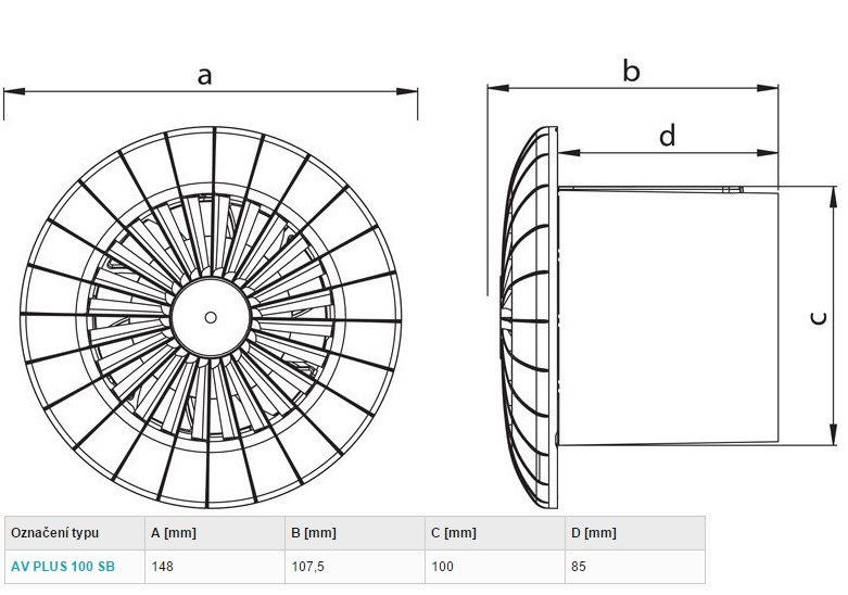 HACO AV PLUS 100 SB axiálny ventilátor 100 mm, nástenný/stropný