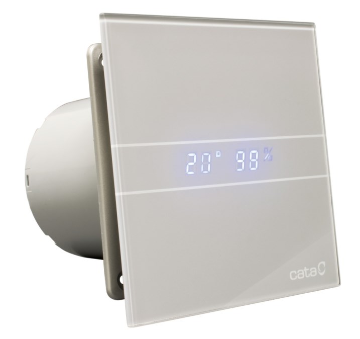 CATA E100 GSTH axiálny ventilátor 100 mm, nástenný/stropný, s časovačom a čidlom vlhkosti, strieborná