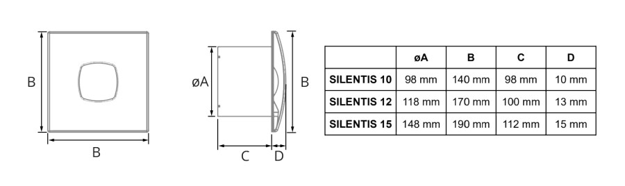CATA SILENTIS 12 T axiálny ventilátor 120 mm, nástenný/stropný, s časovačom a spätnou klapkou