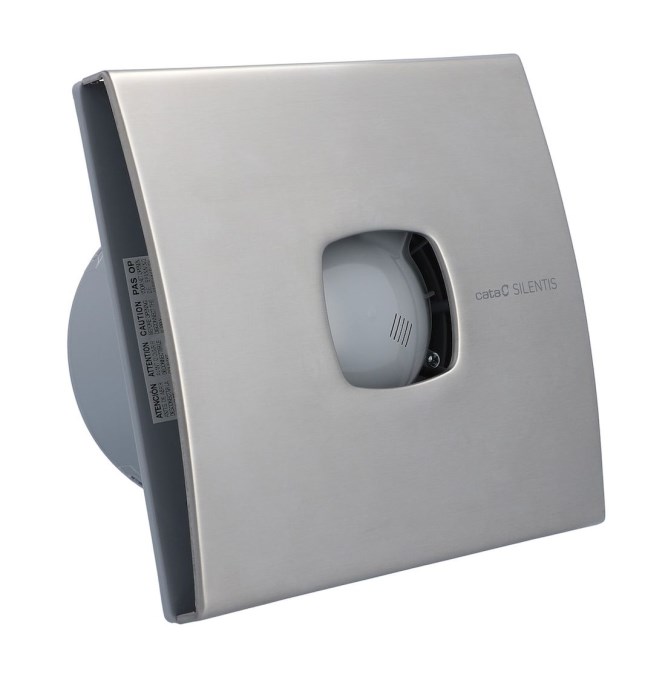 CATA SILENTIS 12 T INOX axiálny ventilátor 120 mm, nástenný/stropný, s časovačom a spätnou klapkou, nerez