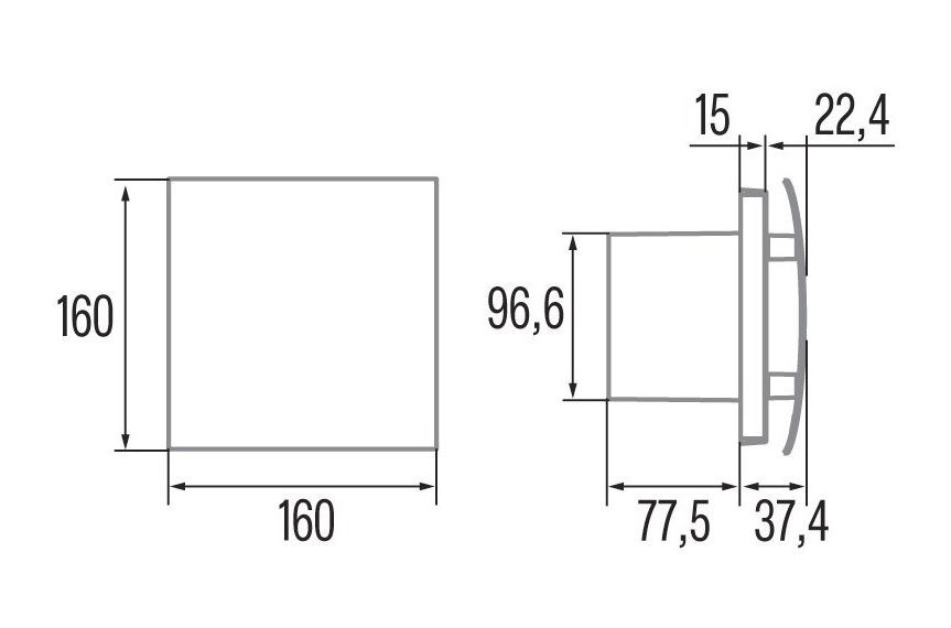 CATA UC 10 SILENTIS TIMER SILVER axiálny ventilátor 96,6 mm, nástenný/stropný, s časovačom a spätnou klapkou, strieborná